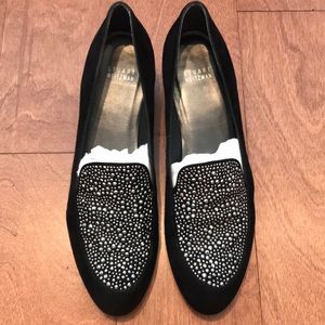 Stuart Weitzman loafers with Rhinestones.